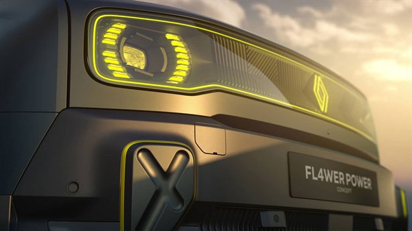 מבט מקרוב על הפגוש הקדמי של רכב הקונספט Renault Fl4wer Power