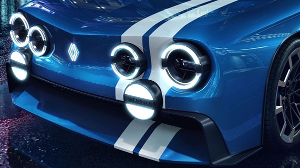 מבט מקרוב על הפגוש הקדמי של רכב קונספט Gordini