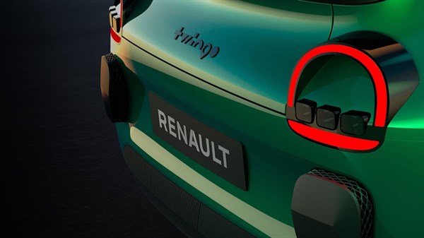 מבט מקרוב על הפגוש האחורי של רכב קונספט רנו טוויגו חשמלי