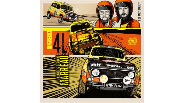 איור של האומן הצרפתי - Renault 4 - 4L Rallye Daka