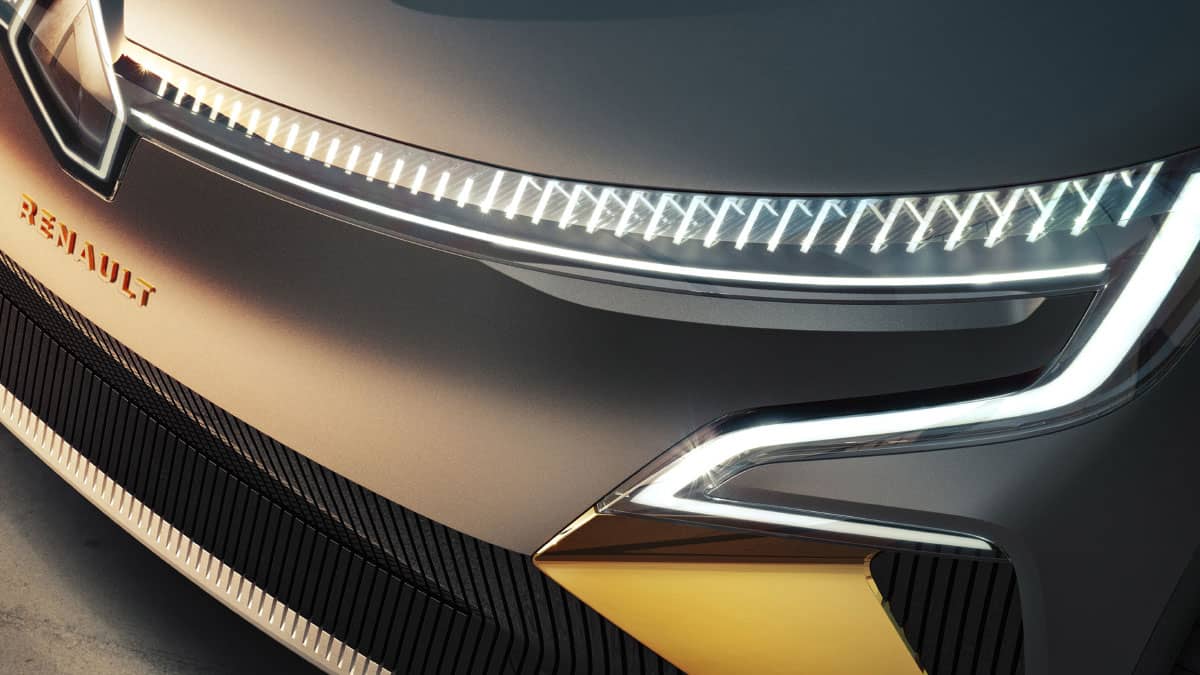 רכב קונפט MEGANE eVISION Showcar מבט מקרוב על התאורה הקדמית