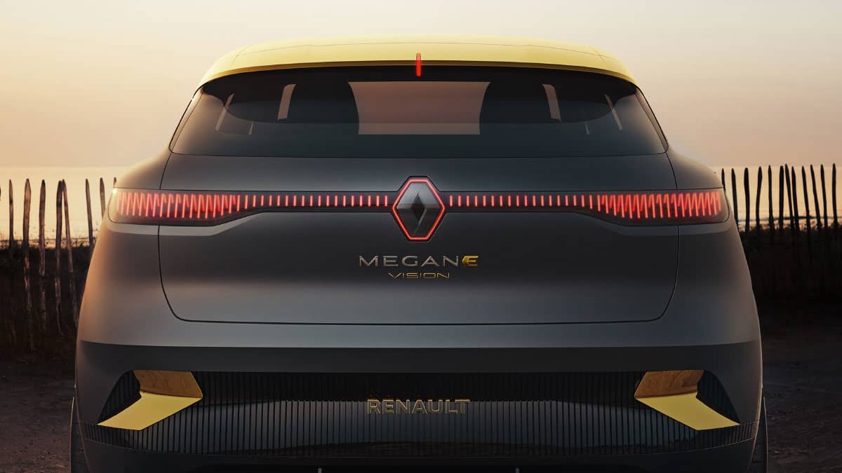 רכב קונפט MEGANE eVISION Showcar מבט חזיתי על פגוש אחורי
