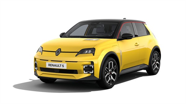 מבט מלפנים על רנו 5 צהובה